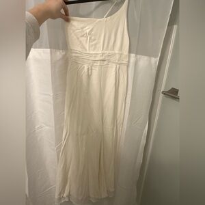 One Shoulder Strap Cropped Linen Jumpsuit